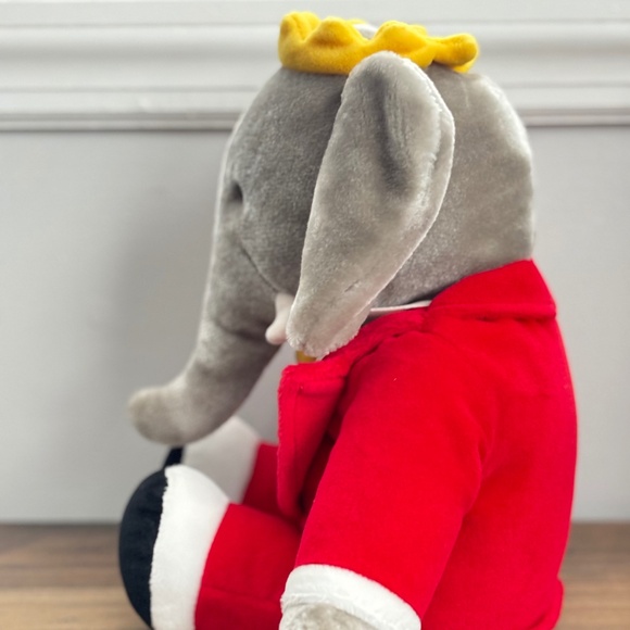 VINTAGE 1988 King BABAR Elephant Red Tuxedo Crown 14” Plush Christmas Toy Gund - Picture 7 of 14